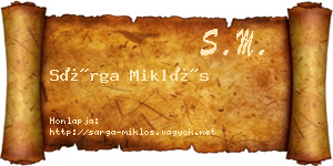 Sárga Miklós névjegykártya